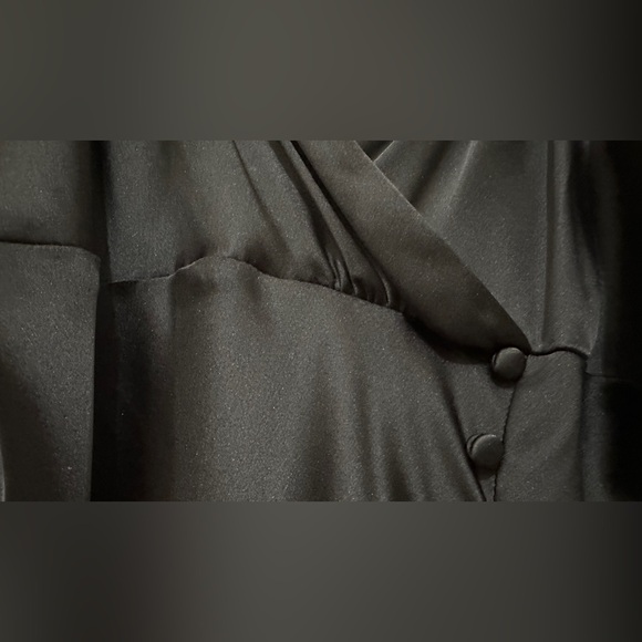 304 ZARA | NWOT Black Satin Slip Dress Button Front Midi Evening Dress (Size L) - Picture 6 of 15